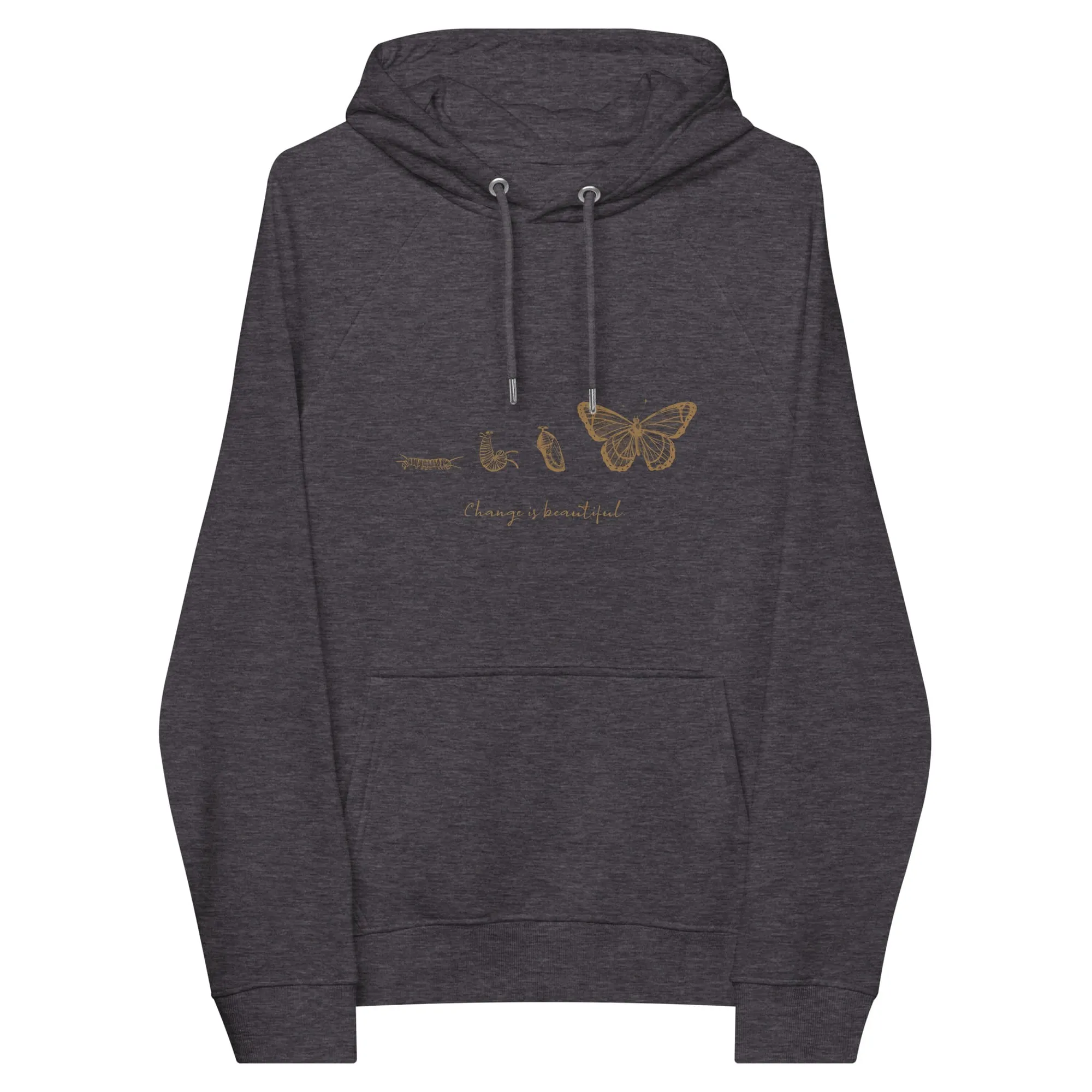 “Change is Beautiful” Butterfly Metamorphosis Raglan Hoodie (Adult Unisex)