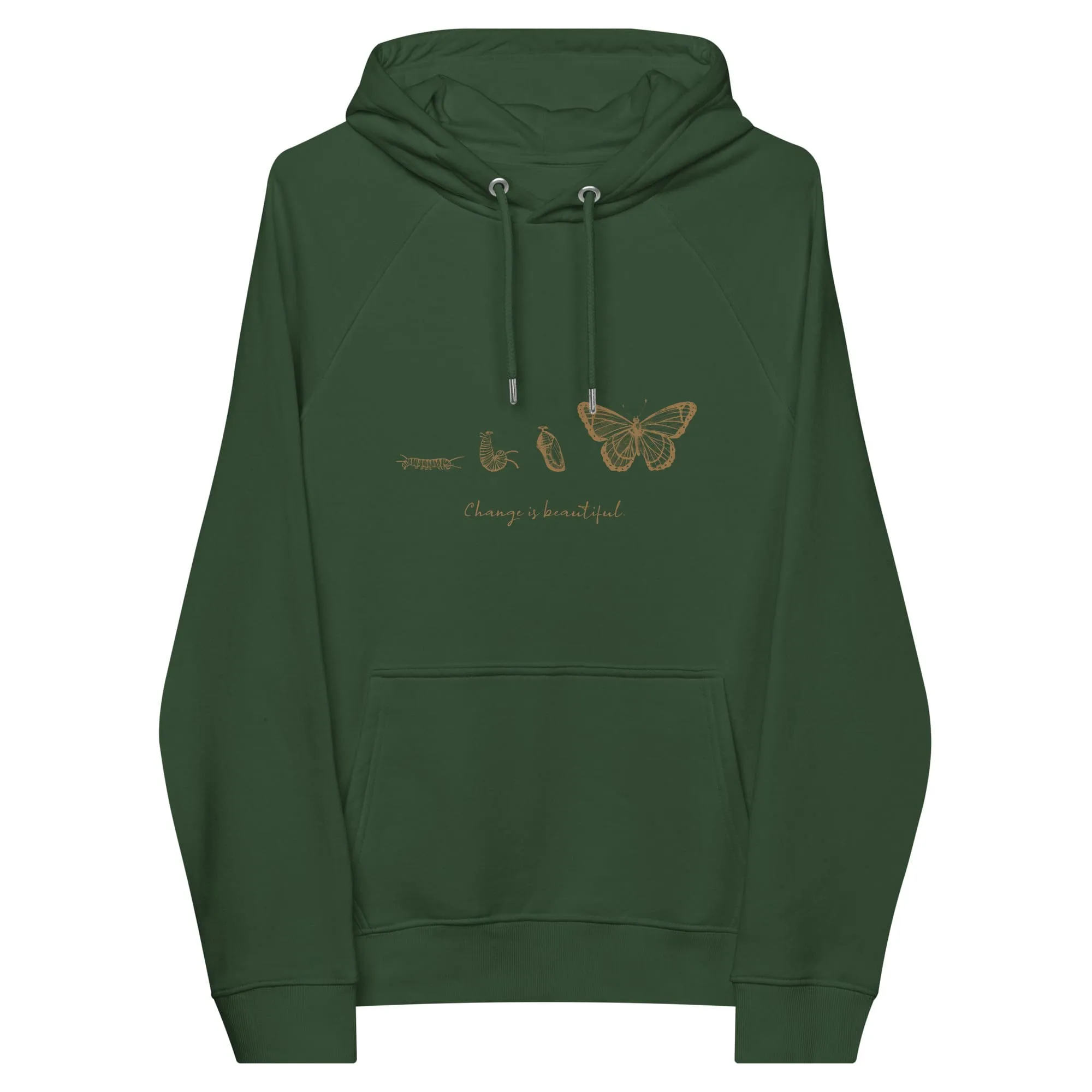 “Change is Beautiful” Butterfly Metamorphosis Raglan Hoodie (Adult Unisex)