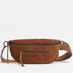 CHARLES CROSSBODY MED - Mahogany Suede/Bronze