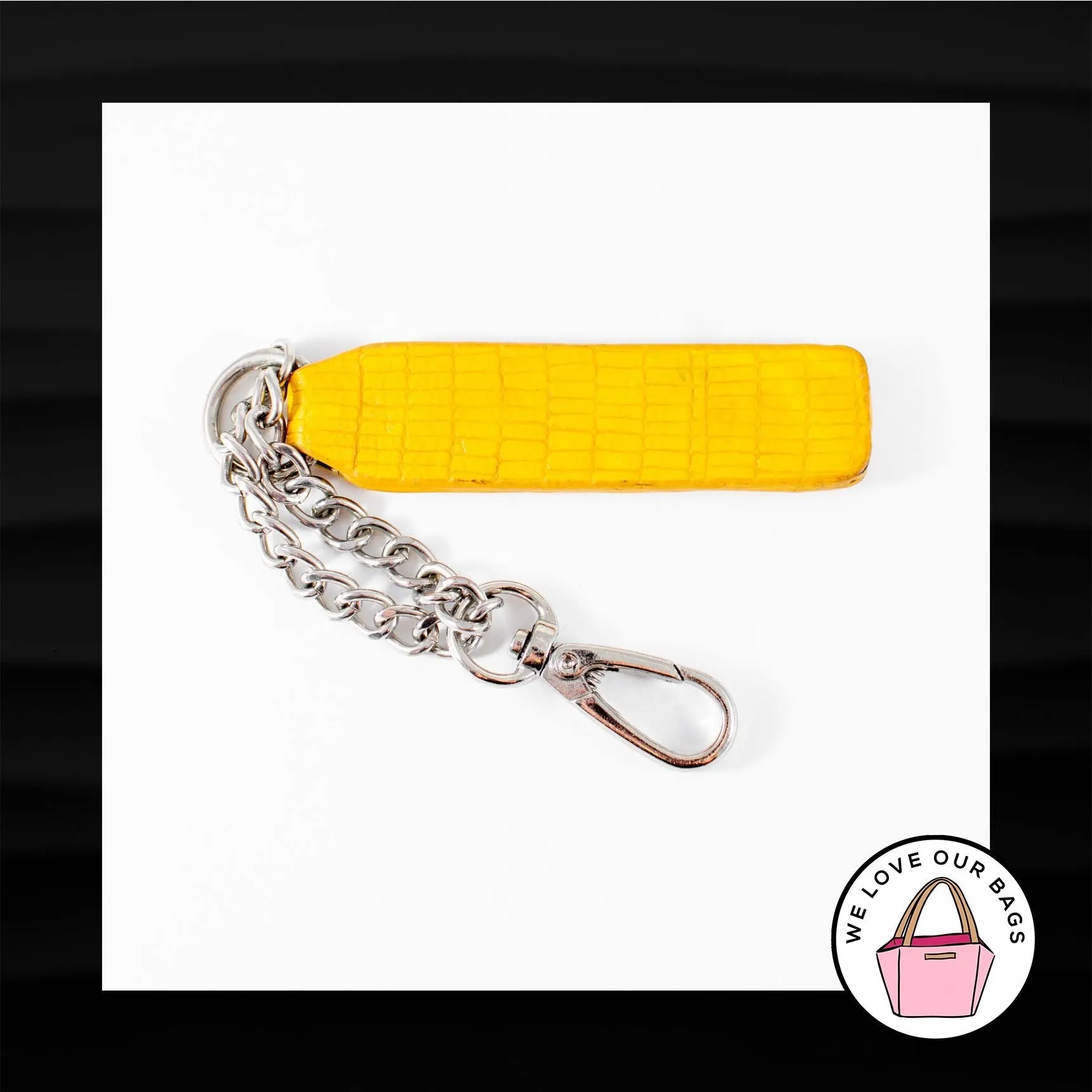 CIRQUE DU SOLEIL SILVER METAL CHAIN LEATHER KEY FOB BAG CHARM KEYCHAIN HANG TAG