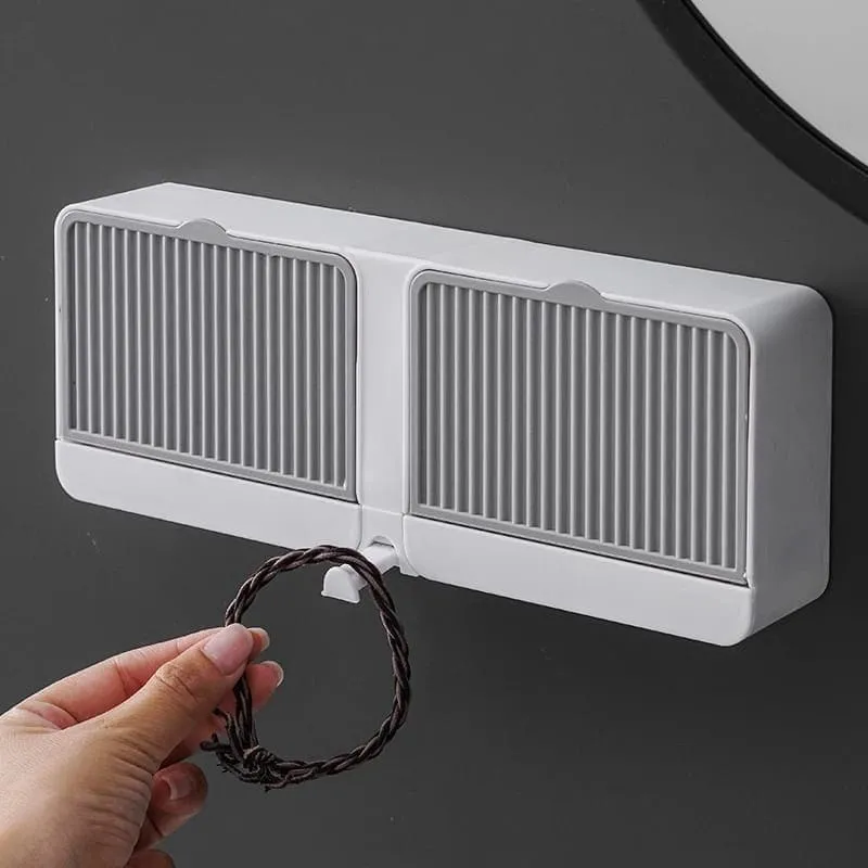 Clam Shell Bar Soap Holder With Drain And Water Tray, Soap Dish for Shower Wall, Wall Mounted Soap Bar Holder For Kitchen Bathroom