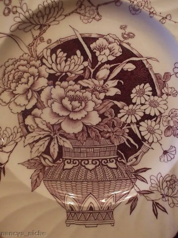 Clarice Cliff Aesthetic Purple Transferware Plate Newport Ophelia Basket of Flowers
