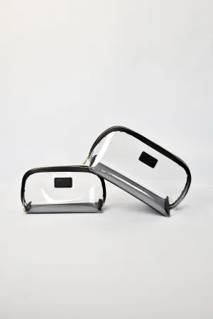 Clear Arc Makeup Bag Set - Black