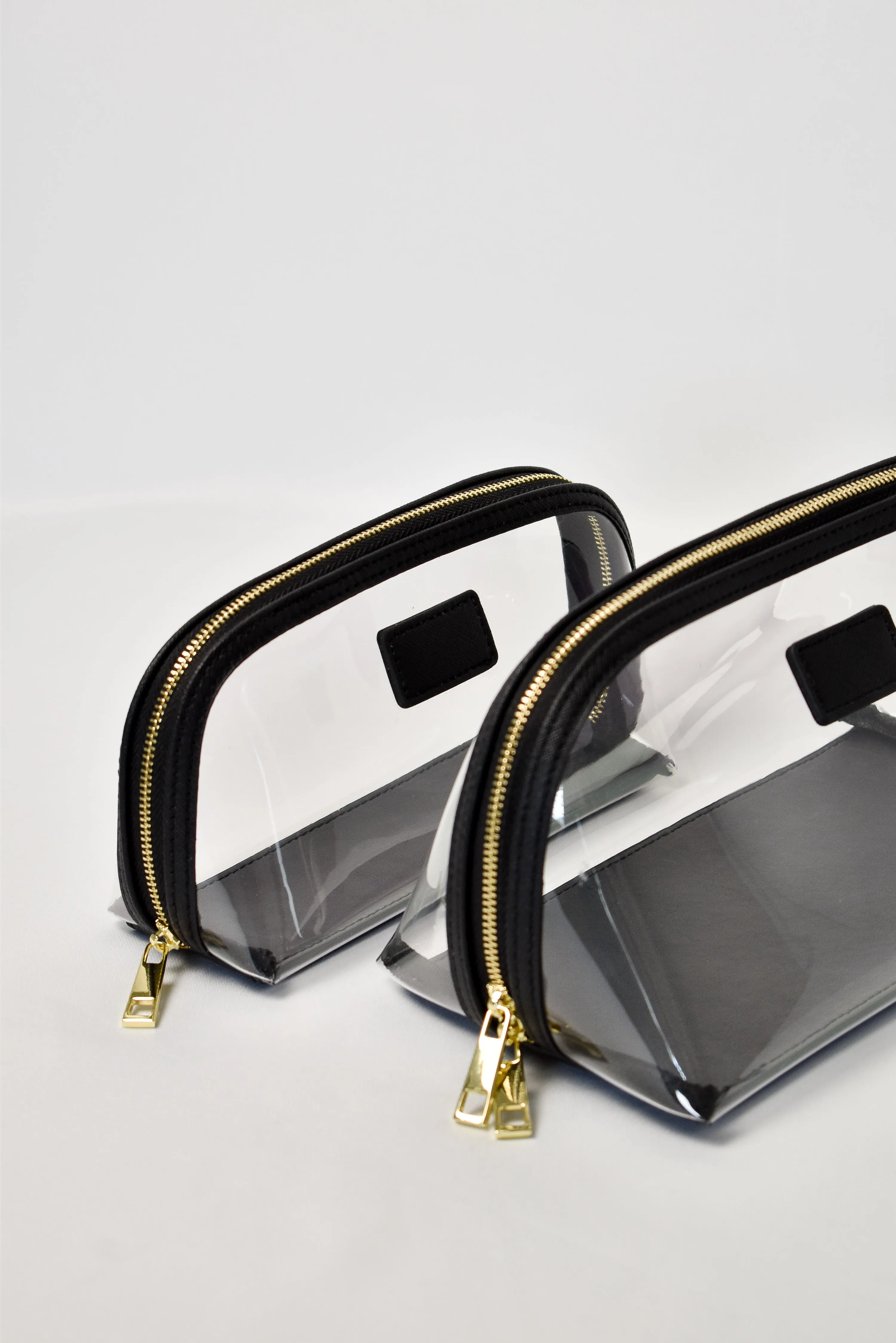Clear Arc Makeup Bag Set - Black