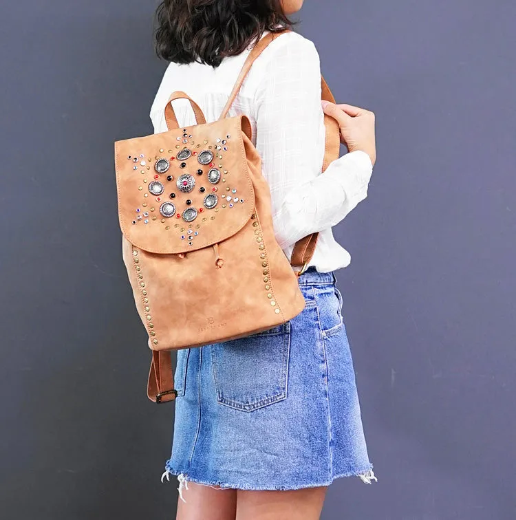 Cool Vegan Leather Flap Bbackpack Purse Rucksack Bag For Women