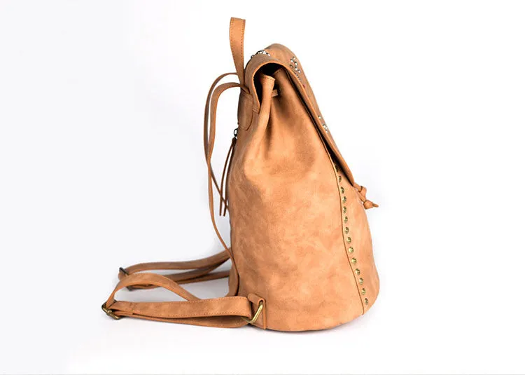 Cool Vegan Leather Flap Bbackpack Purse Rucksack Bag For Women