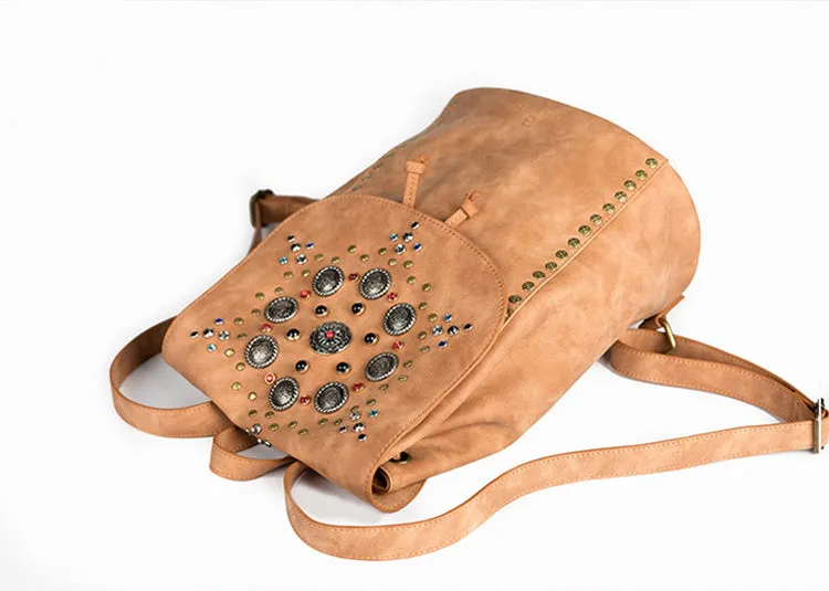 Cool Vegan Leather Flap Bbackpack Purse Rucksack Bag For Women
