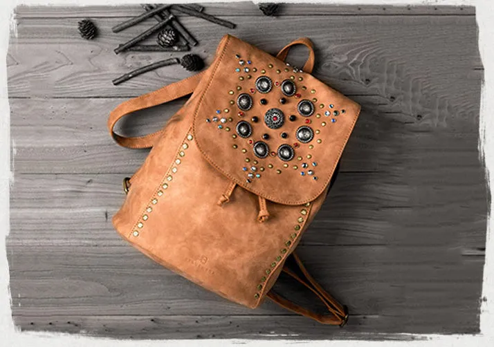 Cool Vegan Leather Flap Bbackpack Purse Rucksack Bag For Women