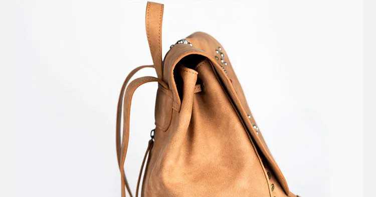 Cool Vegan Leather Flap Bbackpack Purse Rucksack Bag For Women