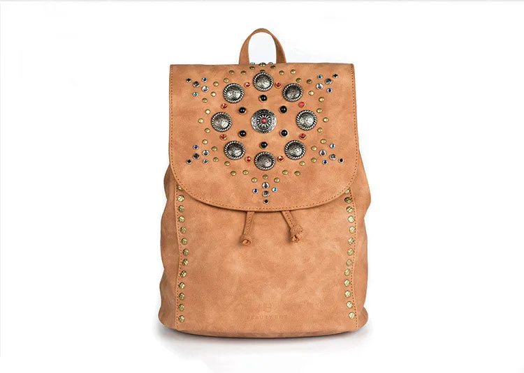 Cool Vegan Leather Flap Bbackpack Purse Rucksack Bag For Women