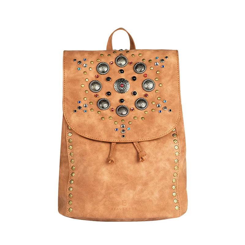 Cool Vegan Leather Flap Bbackpack Purse Rucksack Bag For Women