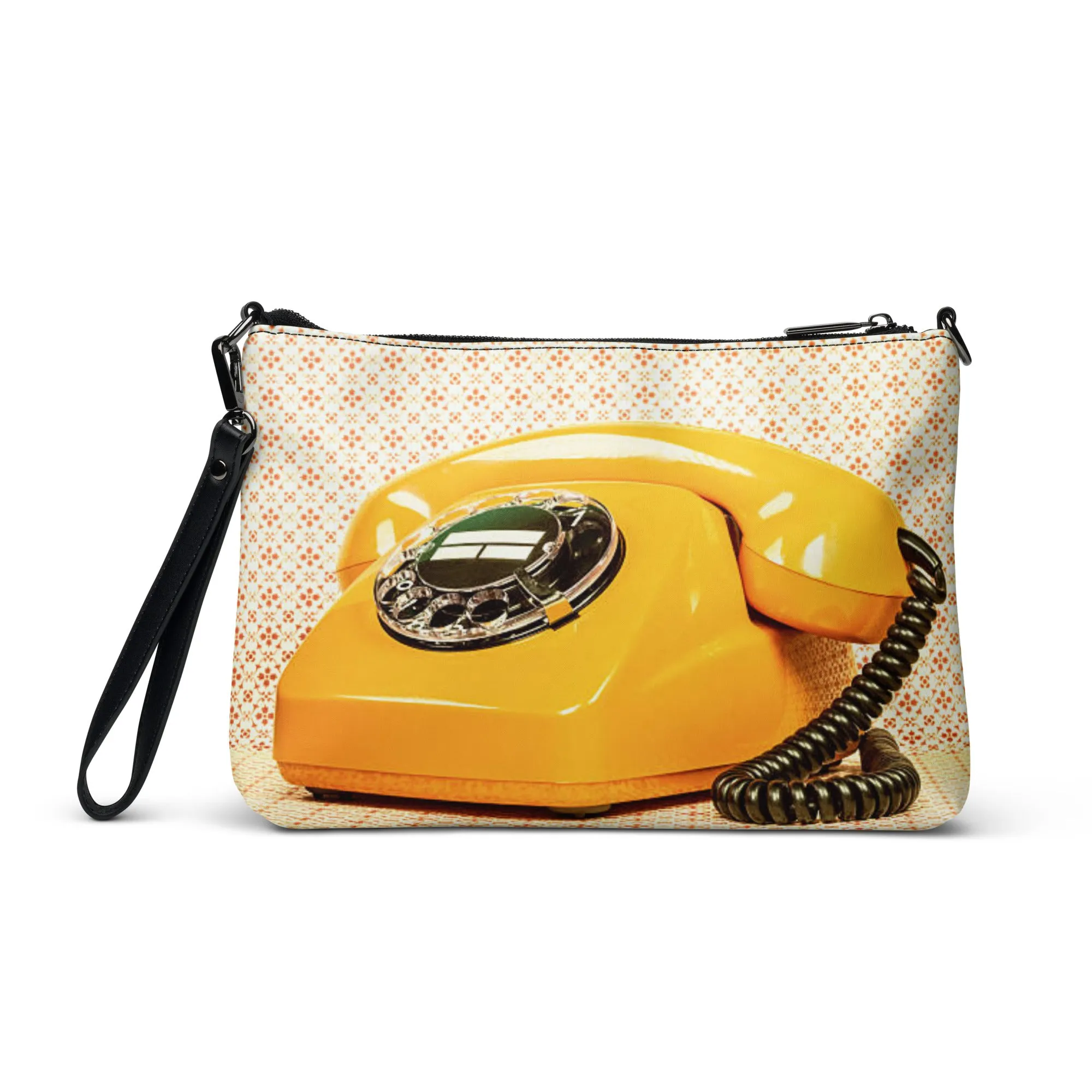 Crossbody Bag Yellow Retro Vintage Phone
