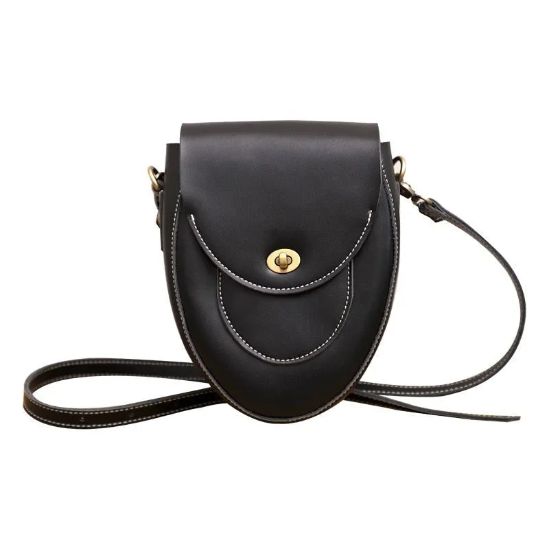Cute Coffee LEATHER Saddle Side Bag WOMEN SHOULDER BAG Crossbody Saddle Purse FOR WOMEN