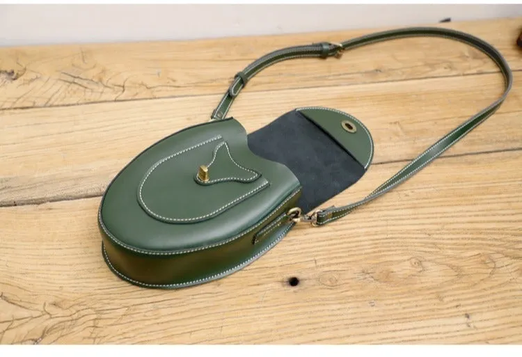 Cute Coffee LEATHER Saddle Side Bag WOMEN SHOULDER BAG Crossbody Saddle Purse FOR WOMEN