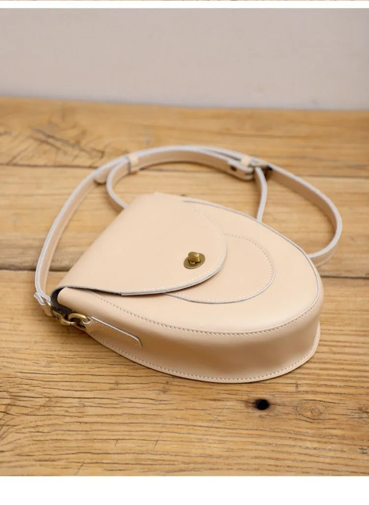 Cute Coffee LEATHER Saddle Side Bag WOMEN SHOULDER BAG Crossbody Saddle Purse FOR WOMEN