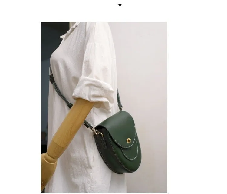 Cute Coffee LEATHER Saddle Side Bag WOMEN SHOULDER BAG Crossbody Saddle Purse FOR WOMEN