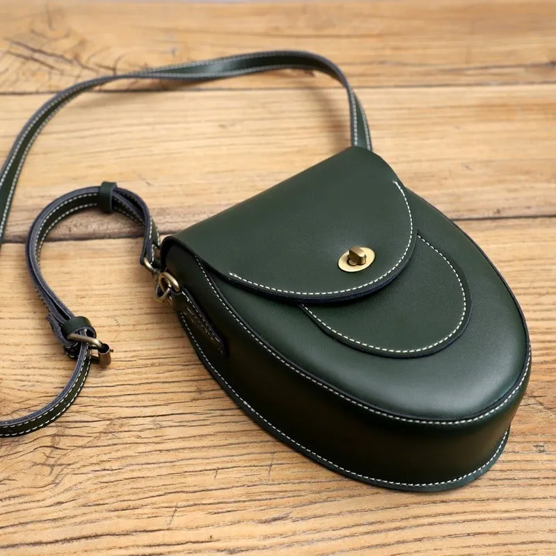 Cute Coffee LEATHER Saddle Side Bag WOMEN SHOULDER BAG Crossbody Saddle Purse FOR WOMEN