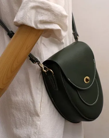 Cute Coffee LEATHER Saddle Side Bag WOMEN SHOULDER BAG Crossbody Saddle Purse FOR WOMEN