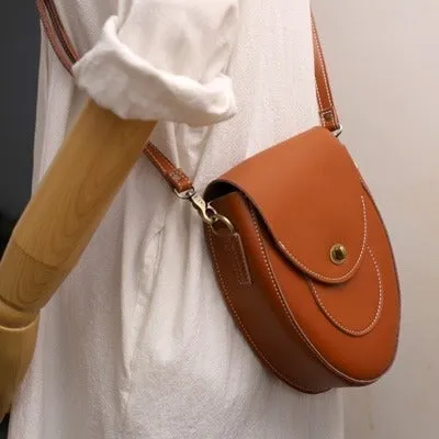 Cute Coffee LEATHER Saddle Side Bag WOMEN SHOULDER BAG Crossbody Saddle Purse FOR WOMEN