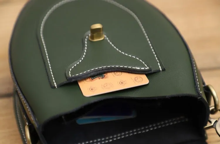 Cute Coffee LEATHER Saddle Side Bag WOMEN SHOULDER BAG Crossbody Saddle Purse FOR WOMEN