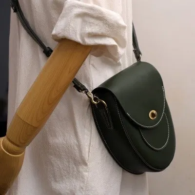 Cute Coffee LEATHER Saddle Side Bag WOMEN SHOULDER BAG Crossbody Saddle Purse FOR WOMEN