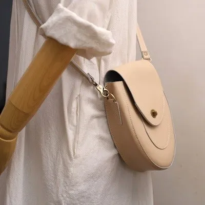 Cute Coffee LEATHER Saddle Side Bag WOMEN SHOULDER BAG Crossbody Saddle Purse FOR WOMEN