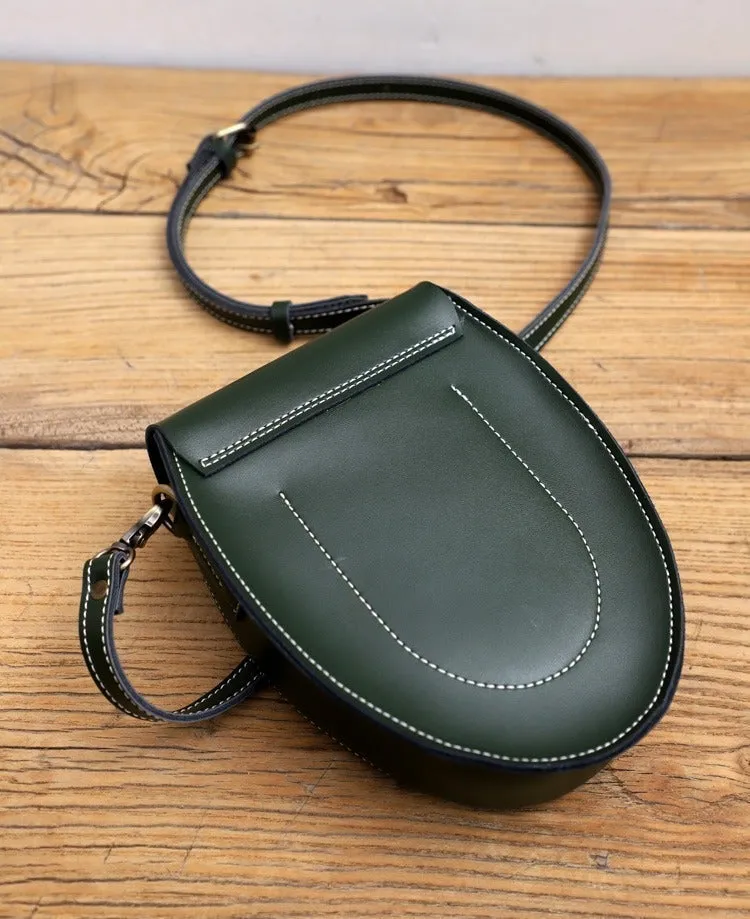 Cute Coffee LEATHER Saddle Side Bag WOMEN SHOULDER BAG Crossbody Saddle Purse FOR WOMEN