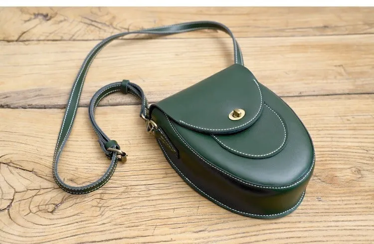 Cute Coffee LEATHER Saddle Side Bag WOMEN SHOULDER BAG Crossbody Saddle Purse FOR WOMEN