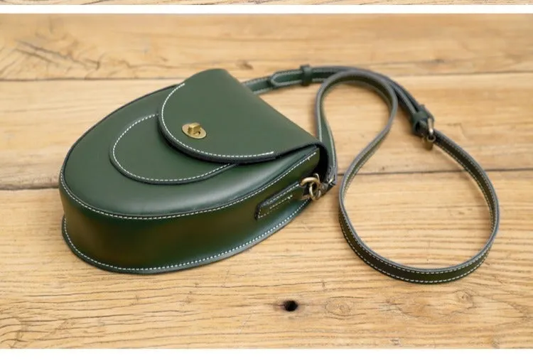 Cute Coffee LEATHER Saddle Side Bag WOMEN SHOULDER BAG Crossbody Saddle Purse FOR WOMEN