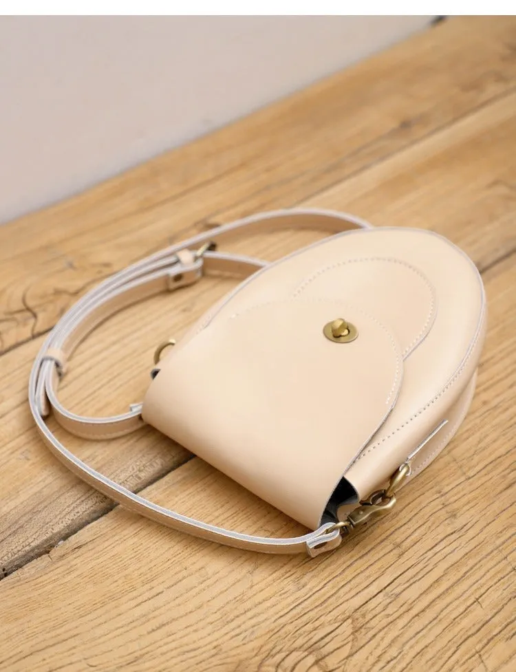 Cute Coffee LEATHER Saddle Side Bag WOMEN SHOULDER BAG Crossbody Saddle Purse FOR WOMEN