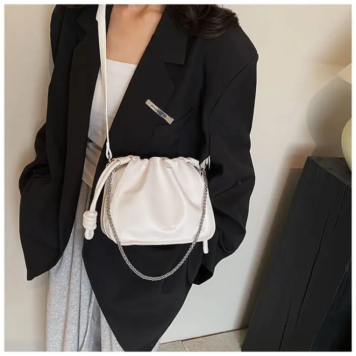 Drawstring Faux Leather Crossbody Bag