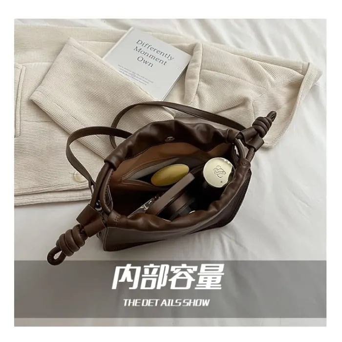 Drawstring Faux Leather Crossbody Bag