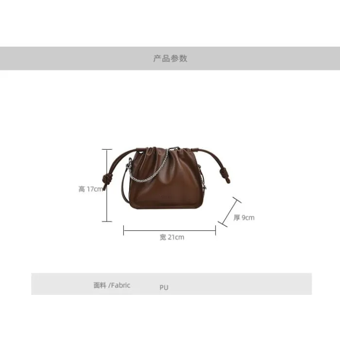 Drawstring Faux Leather Crossbody Bag