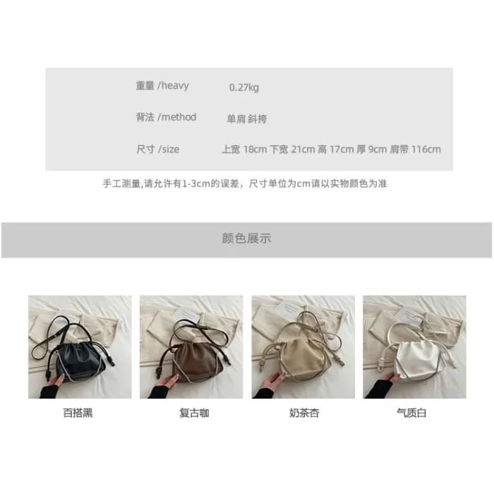 Drawstring Faux Leather Crossbody Bag