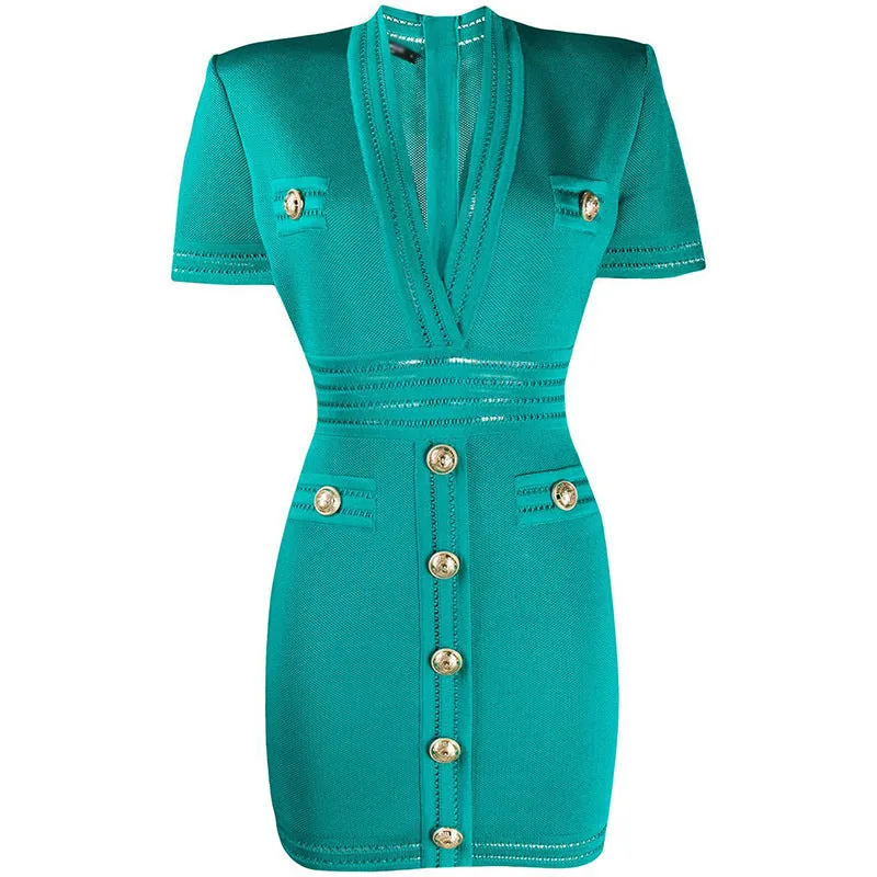 DUNNMALL  Spring  Knitted Short Sleeve V-neck Dress Ins Hip Skirt Cross-Border AliExpress Army Green Black Texture