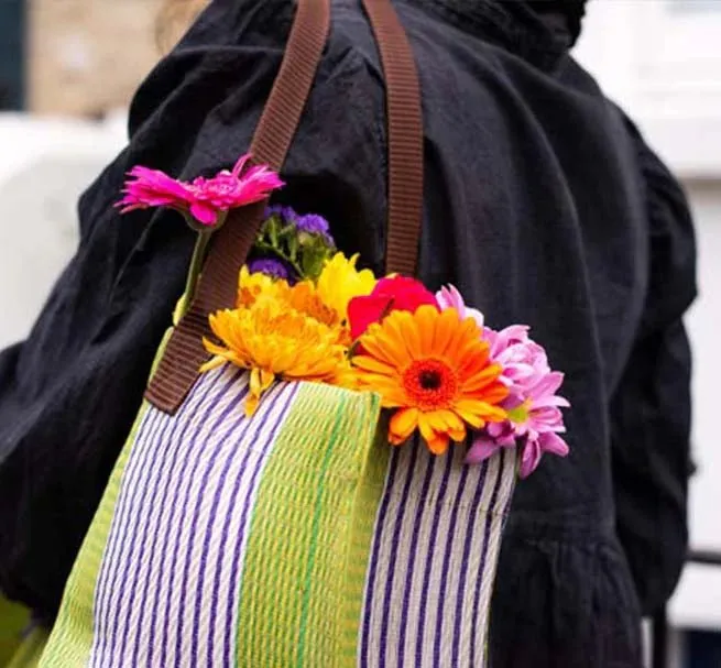 Eco Woven Market Shopping Bag in Doge, Pearl, Primrose & Grass