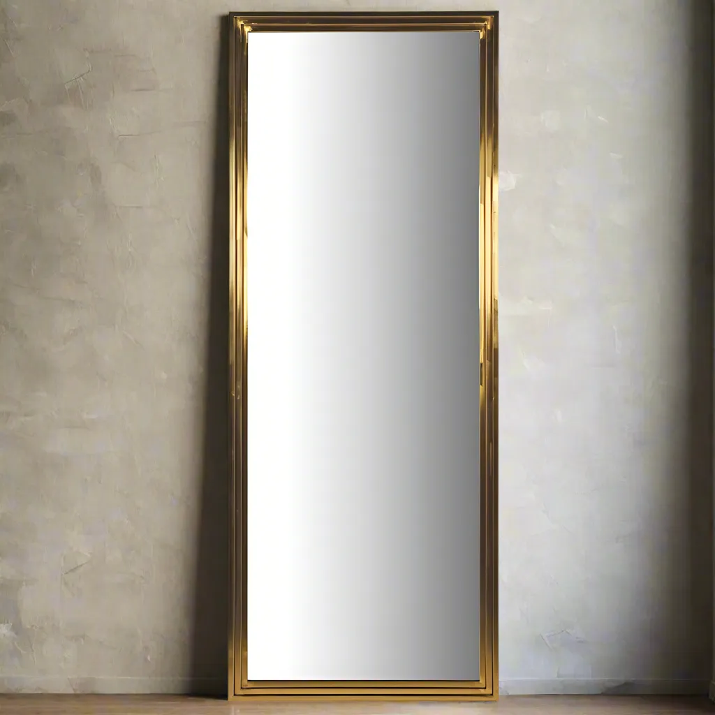 Extra Large Stepped Gold Metal Mirror 220 cm x 85 cm
