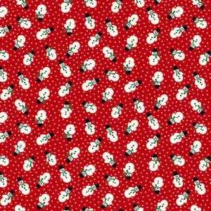 Fabric, Winter in Snowtown by Buttermilk Basin - Red Tossed Snowmen (by the yard)