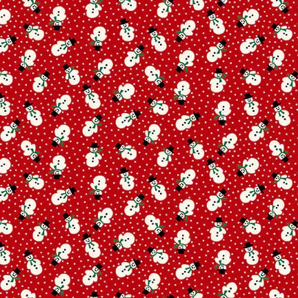 Fabric, Winter in Snowtown by Buttermilk Basin - Red Tossed Snowmen (by the yard)