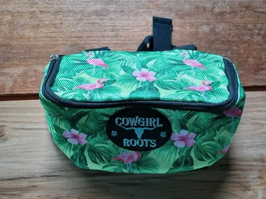 Fancy Flamingo Hibiscus Flower in Yellow Saddle Clutch Saddle Bag