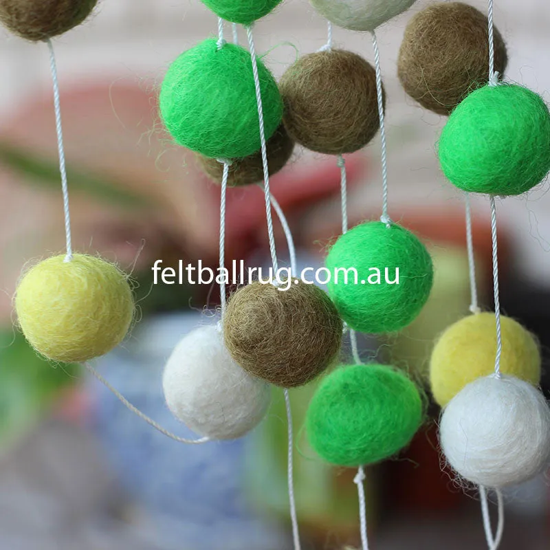 Felt Ball Garland Lime Green Olive Yellow White