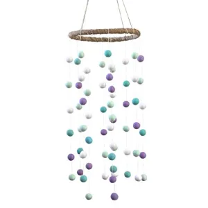 Felt Ball Nursery Mobile- Lavender, Turquoise- LARGE
