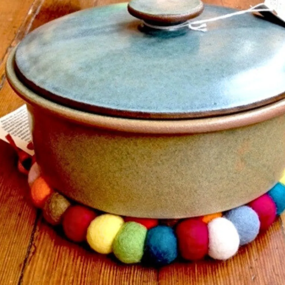 Felt Ball Round Trivet - Rainbow
