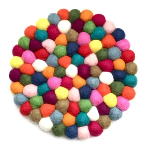 Felt Ball Round Trivet - Rainbow