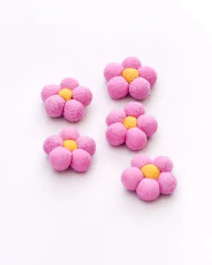 Felt Daisy Flowers (Pink Coloured) - 5 Flowers