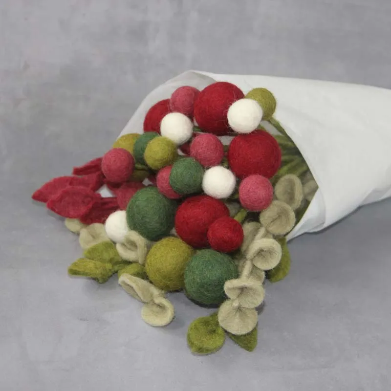 Felt Flowers - Blossom Medium (3.5cm) - Green (Dark)