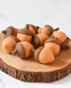 Felt Orange Acorns, Set of 5