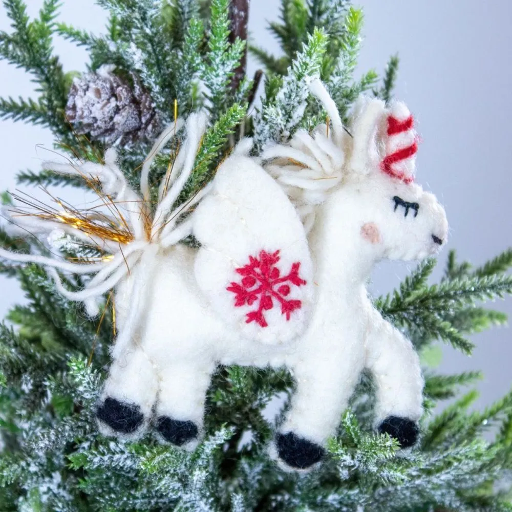 Felt Snowflake Unicorn Ornament