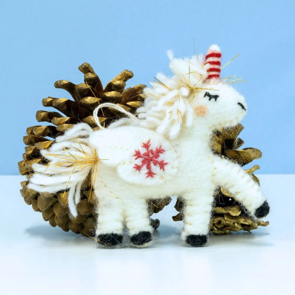 Felt Snowflake Unicorn Ornament