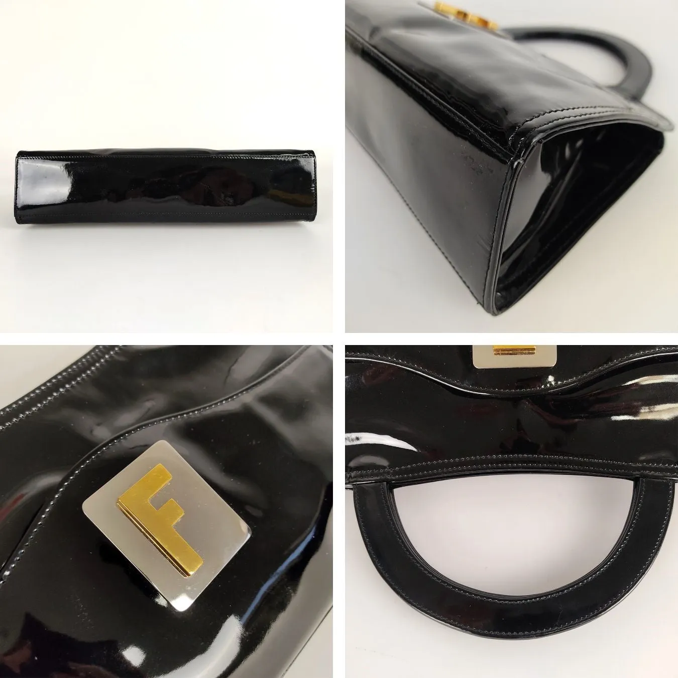 Fendi Fendi vintage handbag in black patent leather - '10s